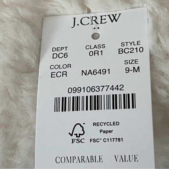 J Crew Cozy Slippers in Ecru Size 9 NEW - Picture 12 of 12